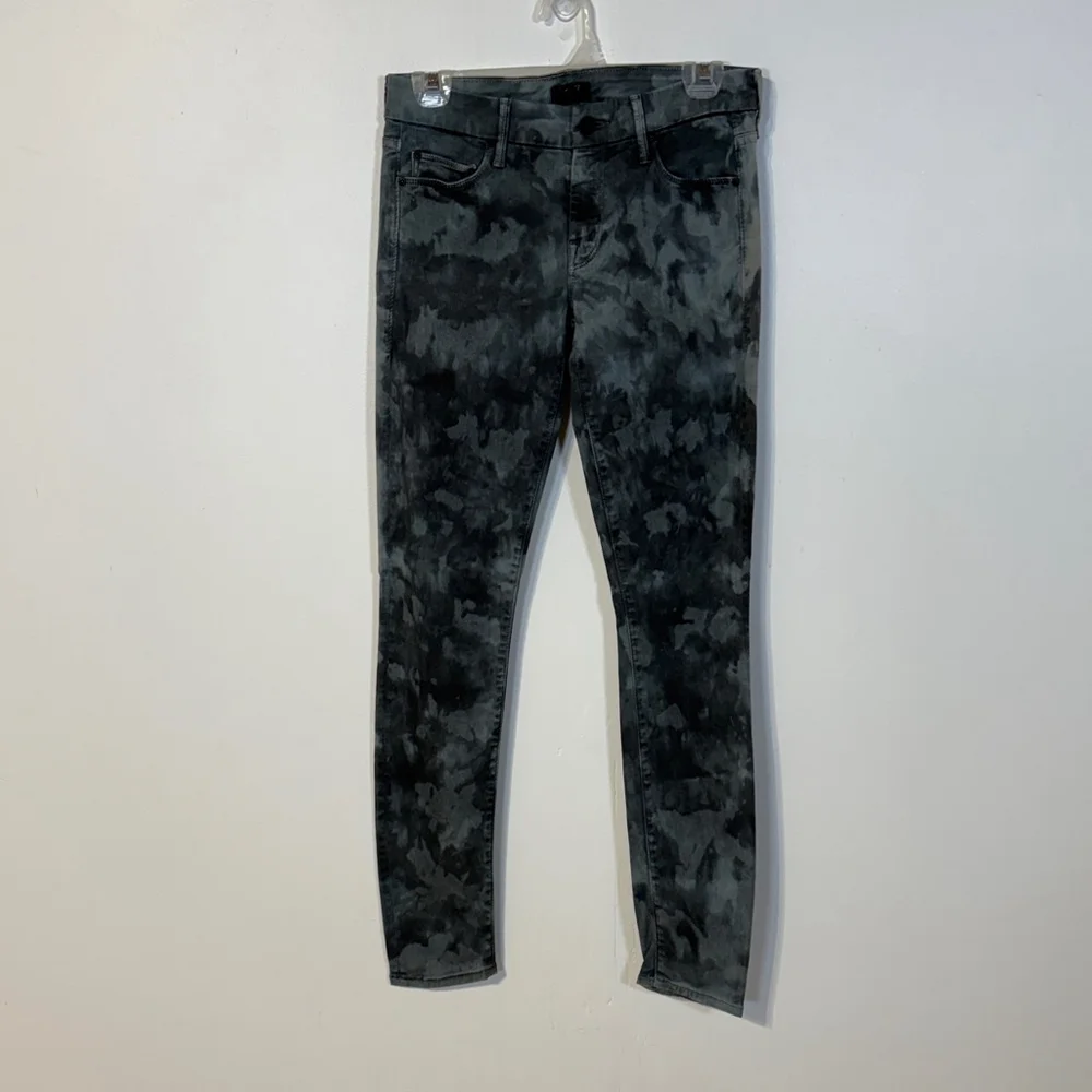 Mother Denim Looker Spontaneous Combustion Grey Tie Dye Skinny Jeans Women’s 26